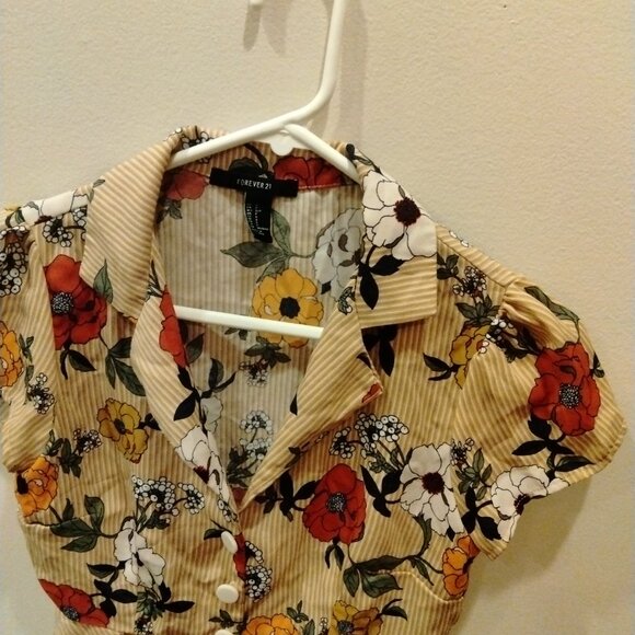 Striped and floral print top - Picture 2 of 6